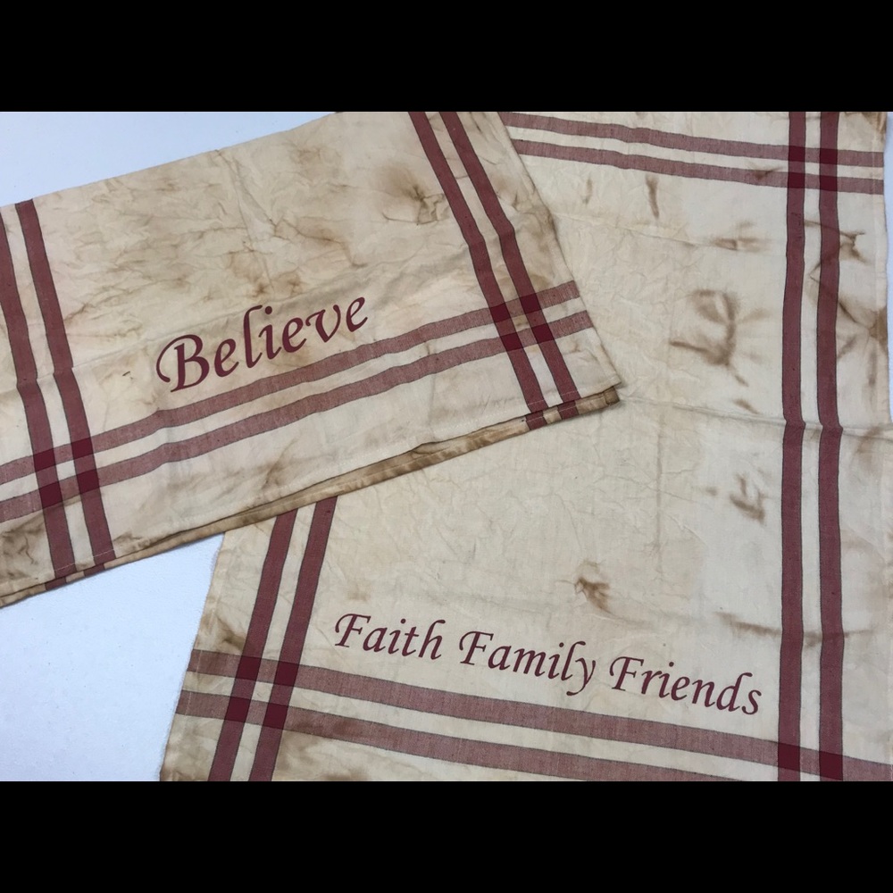 Tea Stained Primitive kitchen towels 2 pack bundle